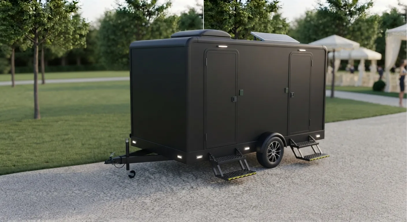 2 stall restroom trailer from our Rogers fleet