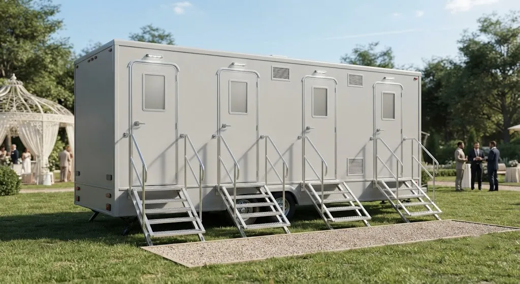 4 stall restroom trailer from our Rogers fleet