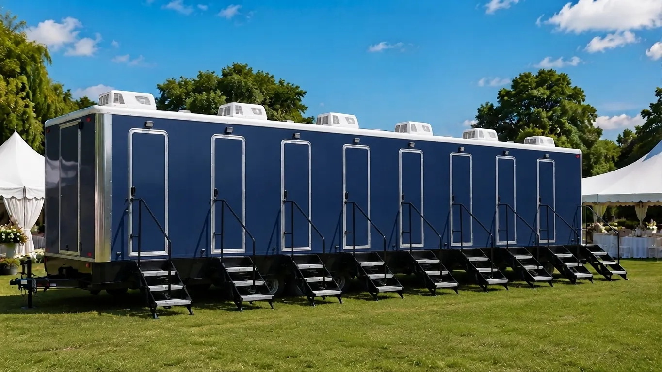 8 stall restroom trailer from our Rogers fleet